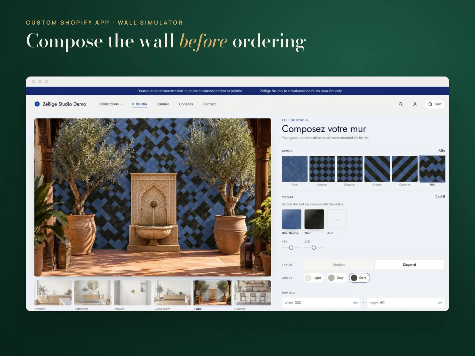 Composing a wall in a patio